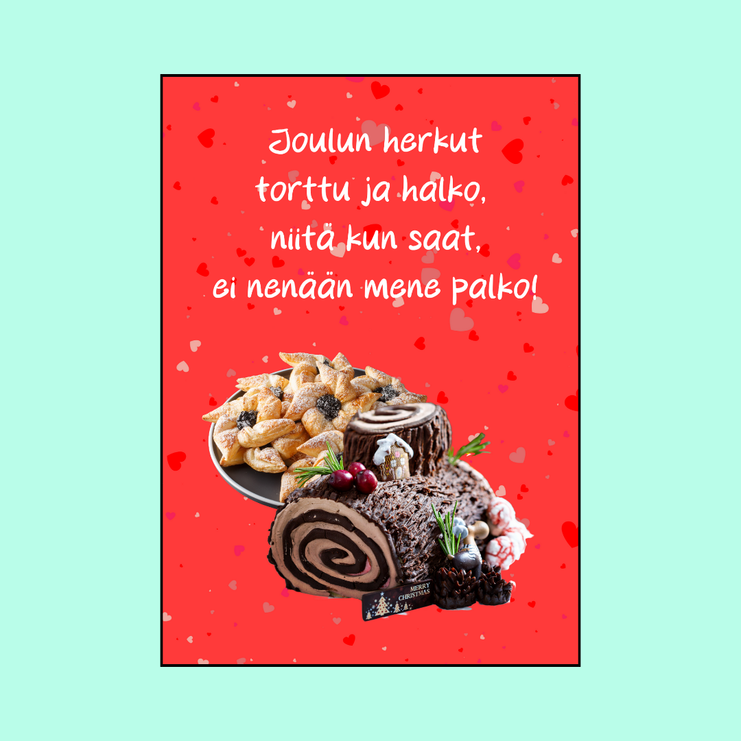 Joulukortti "Torttu ja halko"