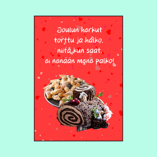 Joulukortti "Torttu ja halko"